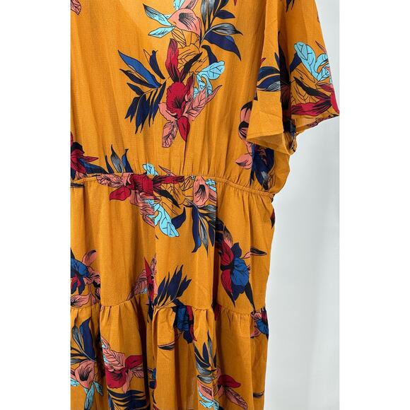 SHEIN Curve Plus Size 4xL Mustard Yellow Floral‎ Summer Dress - Picture 6 of 10